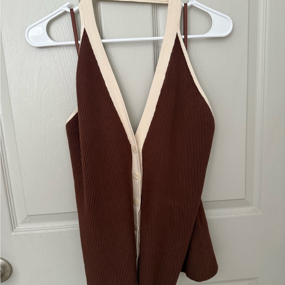 Abercrombie & Fitch Brown and Cream Ribbed Blouse